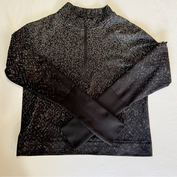 Women's Lululemon Rest Less Cropped Top Half-Zip Herringbone Fade Black Size 10 - Picture 6 of 13